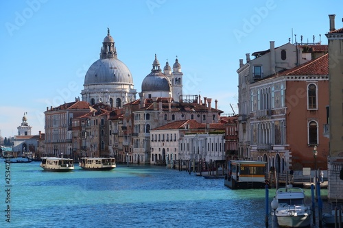 Venise, vue sur le Grand Canal et la basilique Santa Maria della Salute (Italie)