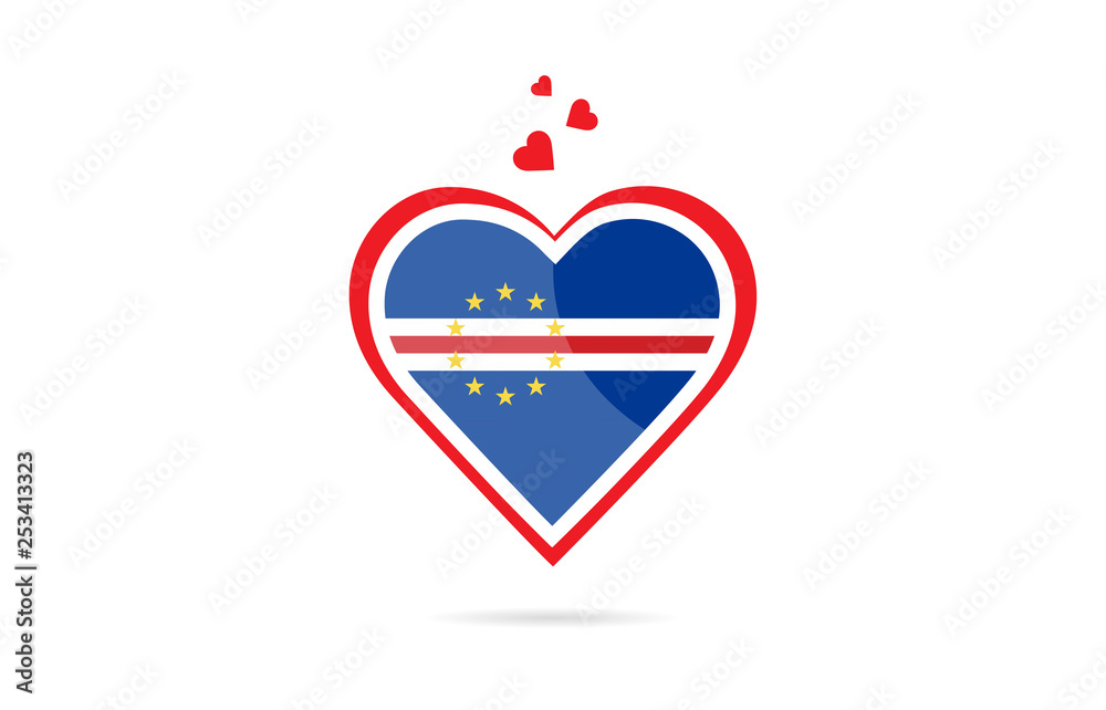 Cape Verde country flag inside love heart creative logo design Cape Verde country flag inside love heart creative logo design