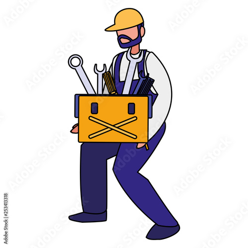 mechanic worker with toolbox