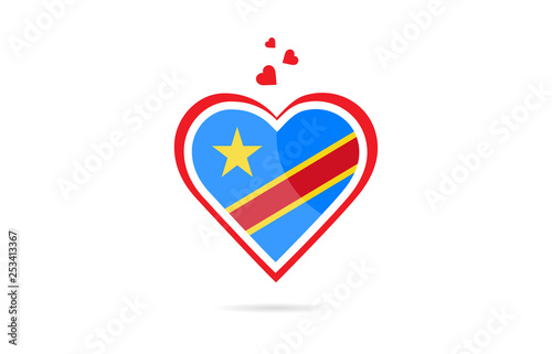 Congo country flag inside love heart creative logo design
