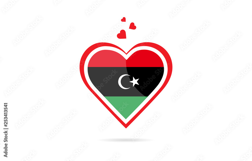 Libya country flag inside love heart creative logo design Libya country flag inside love heart creative logo design
