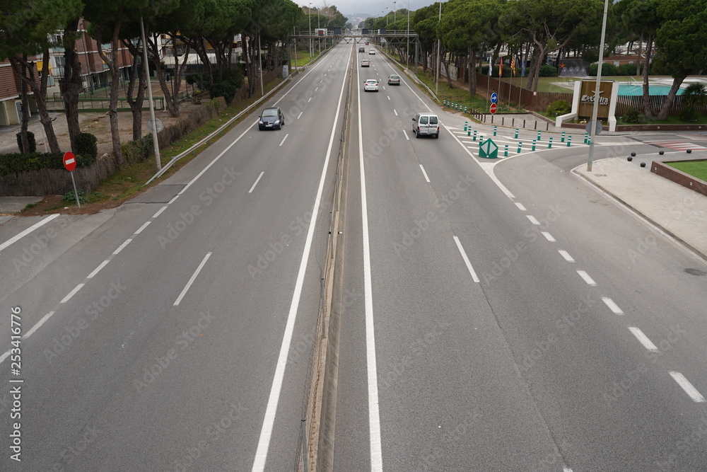 Highway of Barcelona in Castelldefels. Spain. Aerial view Highway of Barcelona in Castelldefels. Spain. Aerial view