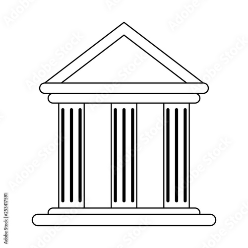 Bank building symbol isolated black and white