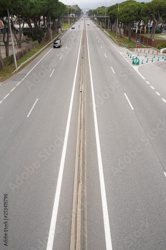 Fototapeta Naklejka Na Ścianę i Meble -  Highway of Barcelona in Castelldefels. Spain. Aerial view