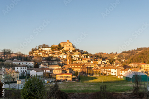 Sunset on the hills of Montferrat during winter photo