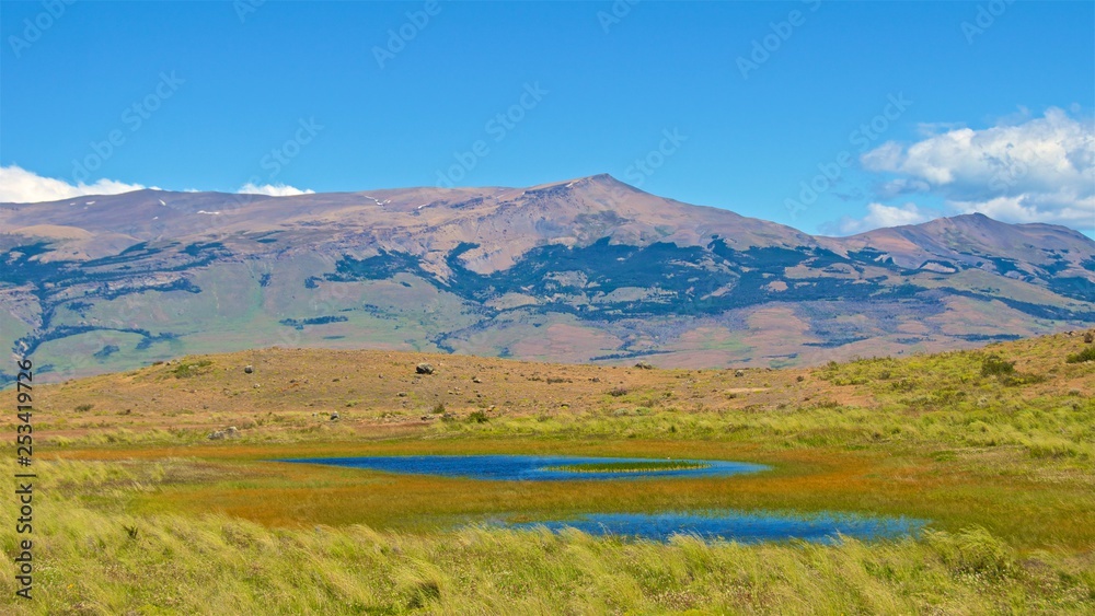 Landscape of hiking trail at Torres del Paine National Park in Chile