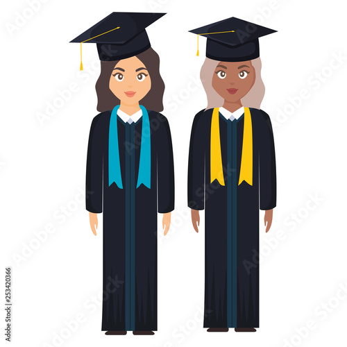 young students graduated girls diversity characters