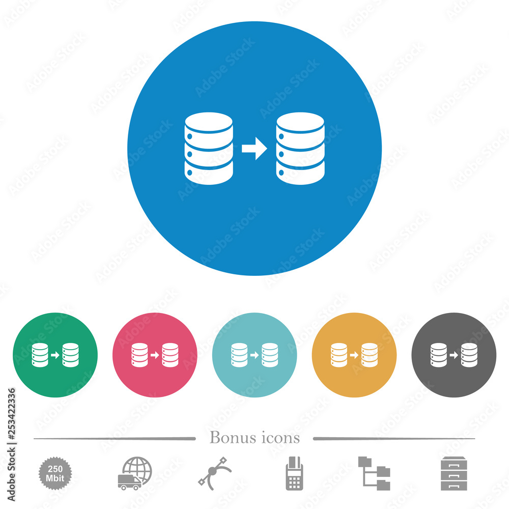 Database mirroring flat round icons Database mirroring flat round icons