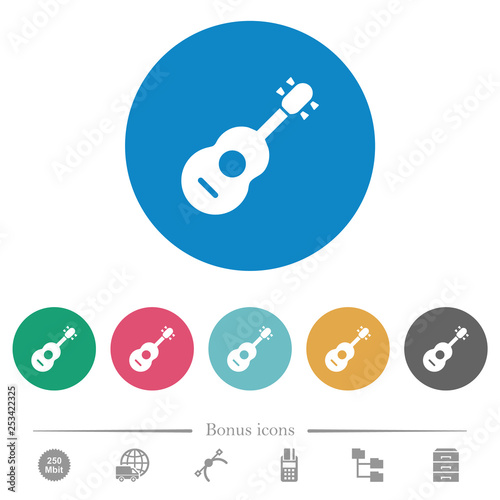 Acoustic guitar flat round icons