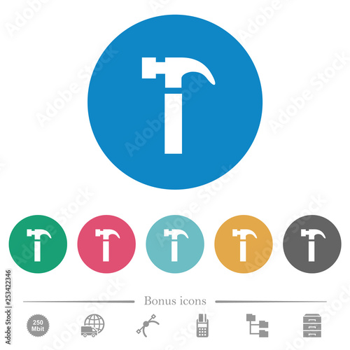 Single hammer flat round icons