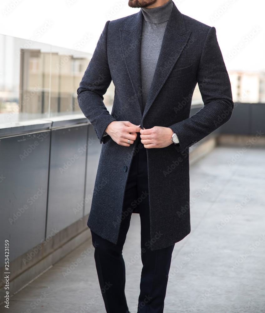 Navy Blue Cotton Twill Trench Coat - Tailored Suit Paris