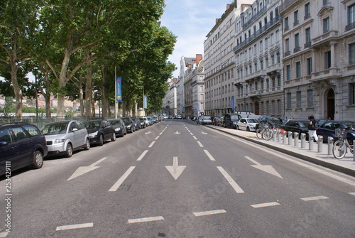 Lyon France, avenues, streets, downtown, traffic, direction, arrows, asphalt.