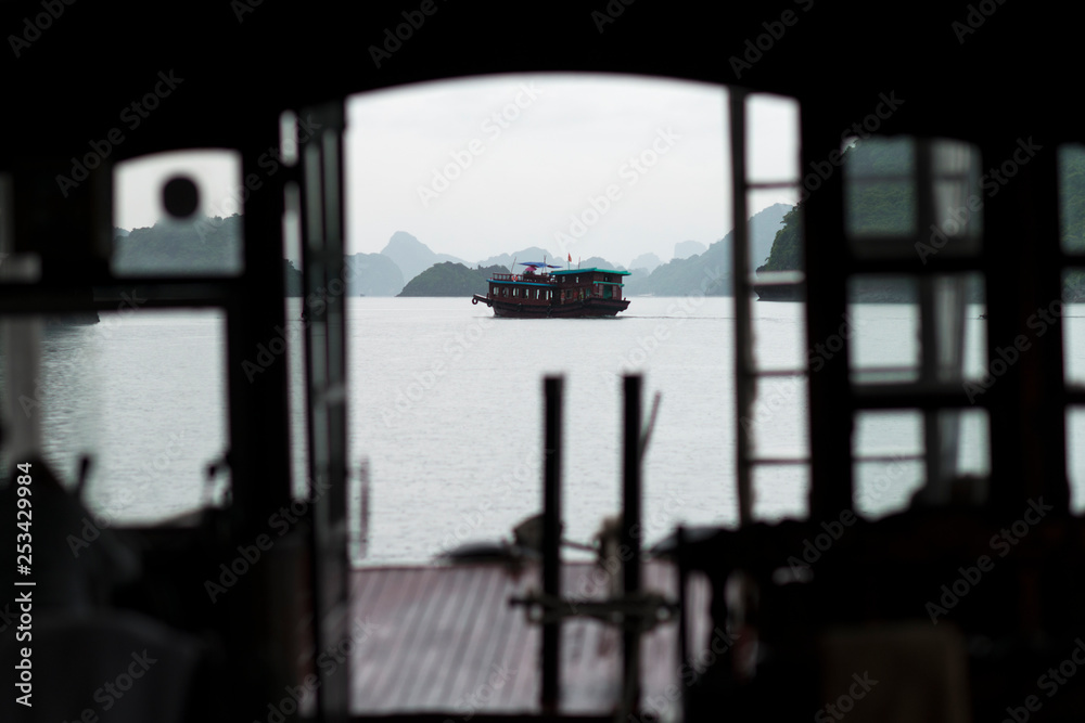 Cruise on Halong Bay, Tourism boat in Ha Long Bay, Vietnam