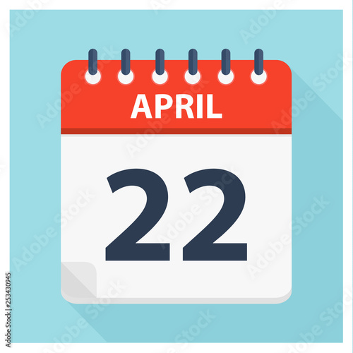 April 22 - Calendar Icon - Calendar design template