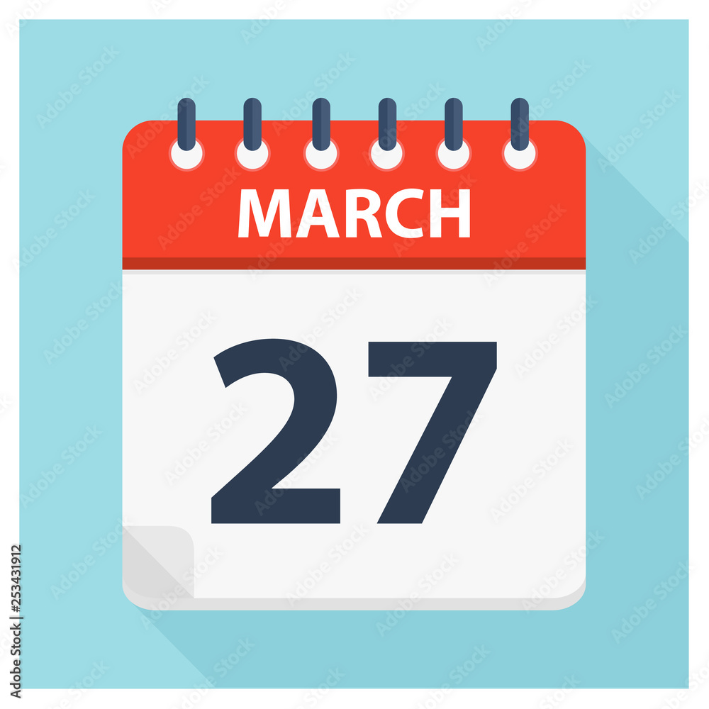 March 27 - Calendar Icon - Calendar design template March 27 - Calendar Icon - Calendar design template