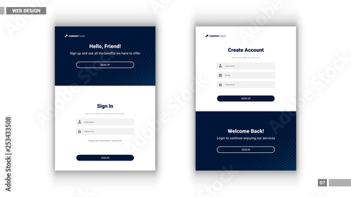 Web design mockup with sing up account layout