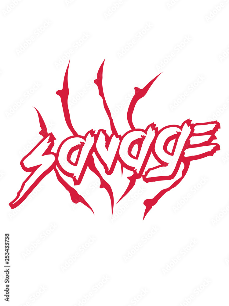 Obraz premium savage blut kratzer wunde risse tier text logo wild gefährlich brutal monster böse primitiv design cool balken