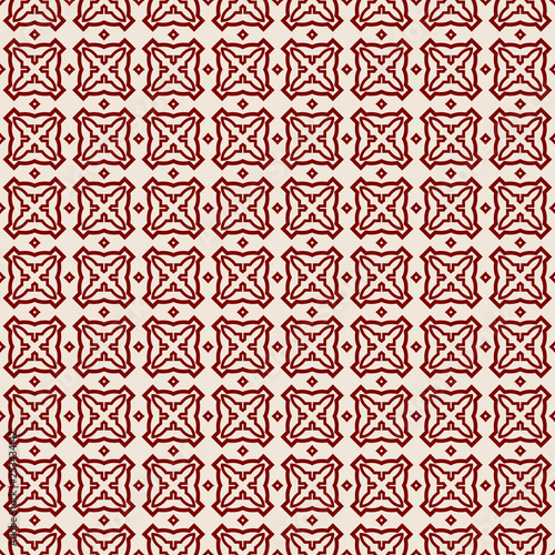 Vector Seamless Pattern With Abstract Geometric Style. Repeating Sample Figure And Line. Paper For Scrapbook, wrapping, background. Red rose color