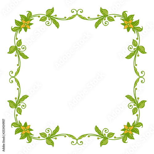 Vector illustration green leaf orange flower frame with pink flower frames hand drawn