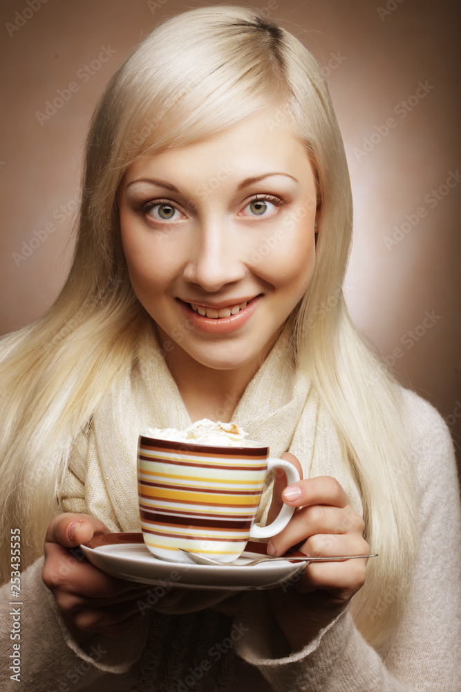 lifestyle, food and people concept: young pretty woman drinking coffee lifestyle, food and people concept: young pretty woman drinking coffee