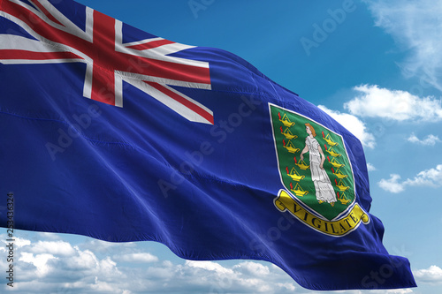 Fotografie Virgin Islands UK flag waving sky background 3D illustration