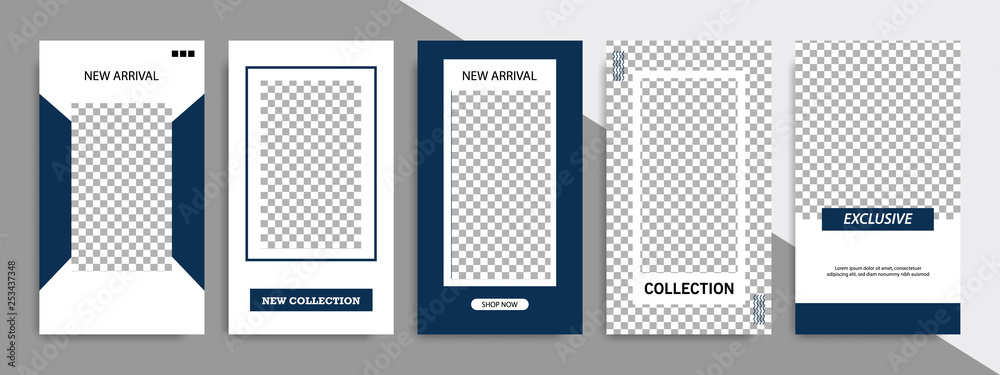 Set of minimalist dark blue indigo geometric shape banner template background. Suitable for social media stories, story, product catalog, expandable and roll vertical banner, flyer and brochure. Set of minimalist dark blue indigo geometric shape banner template background. Suitable for social media stories, story, product catalog, expandable and roll vertical banner, flyer and brochure.