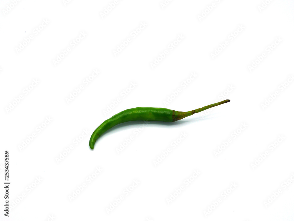 A green color chili isolated on white background A green color chili isolated on white background