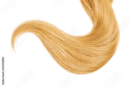 Long blond hair isolated on white background