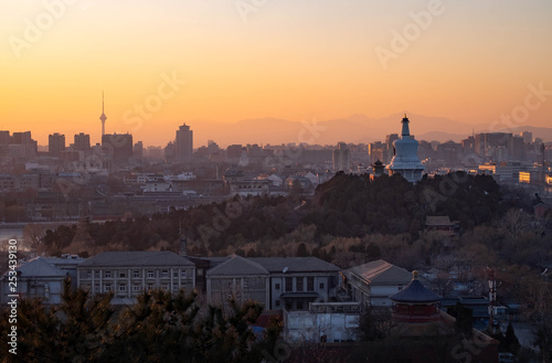 Many building is the city landscape. From the Jingshan park.