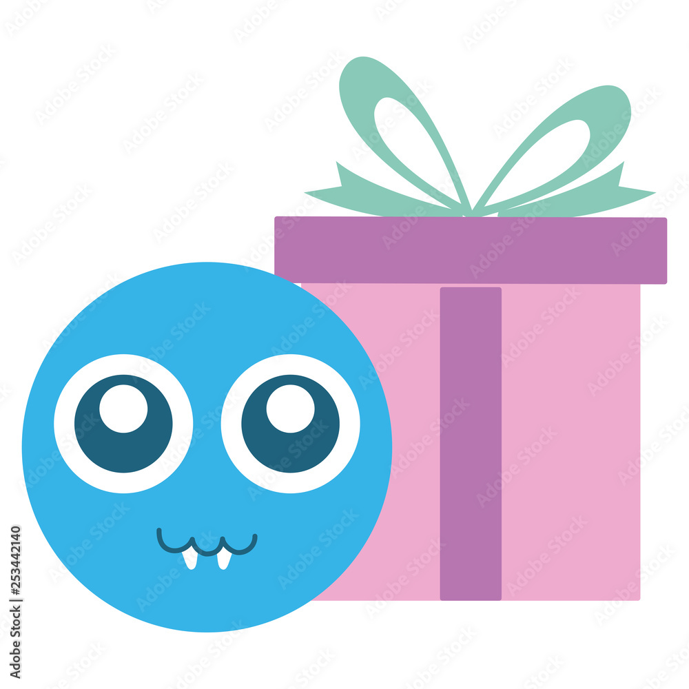 Obraz premium emoticon face with giftbox present