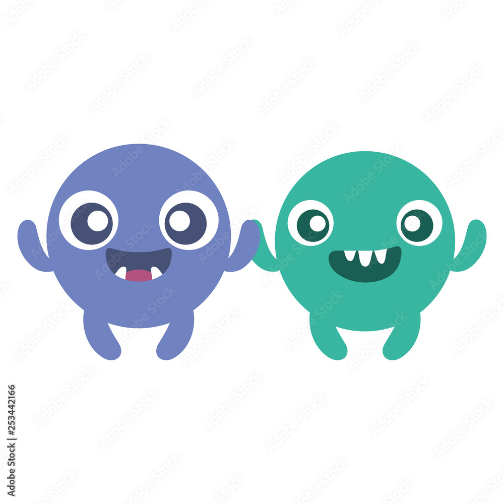 Obraz premium emoticons faces with crazy teeth couple characters