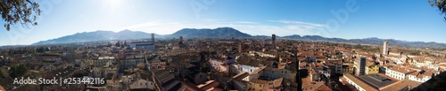 Panorama of old town and mountains