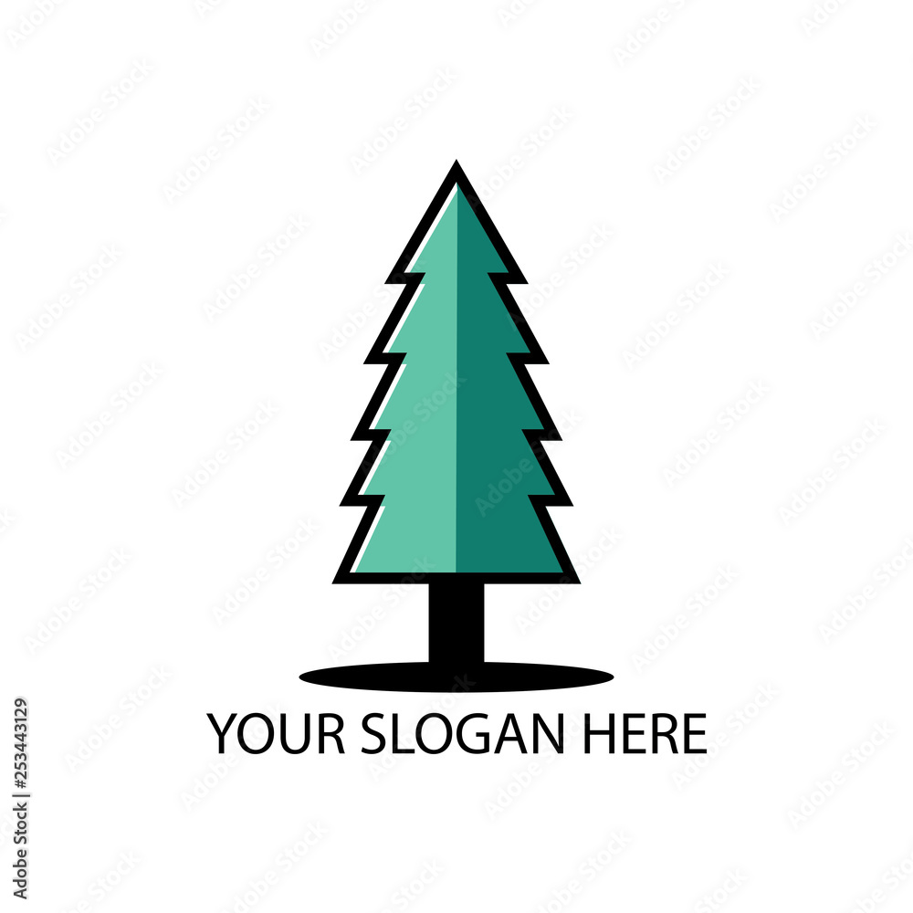 evergreen tree logo isolated on white background for your web, mobile and app design