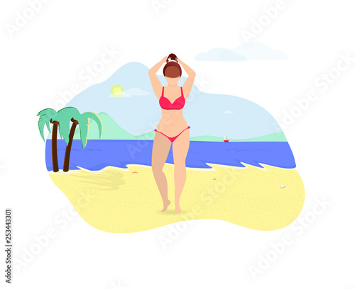 Girl in Bikini Posing on Summer Beach Background © Ekaterina