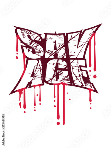 Obraz na płótnie blut savage schwarz tropfen risse kratzer tier stempel alt text logo wild gefähr