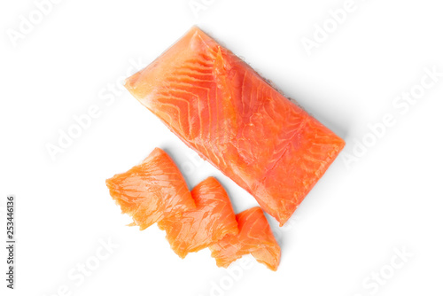 Salted salmon isolated on white background.