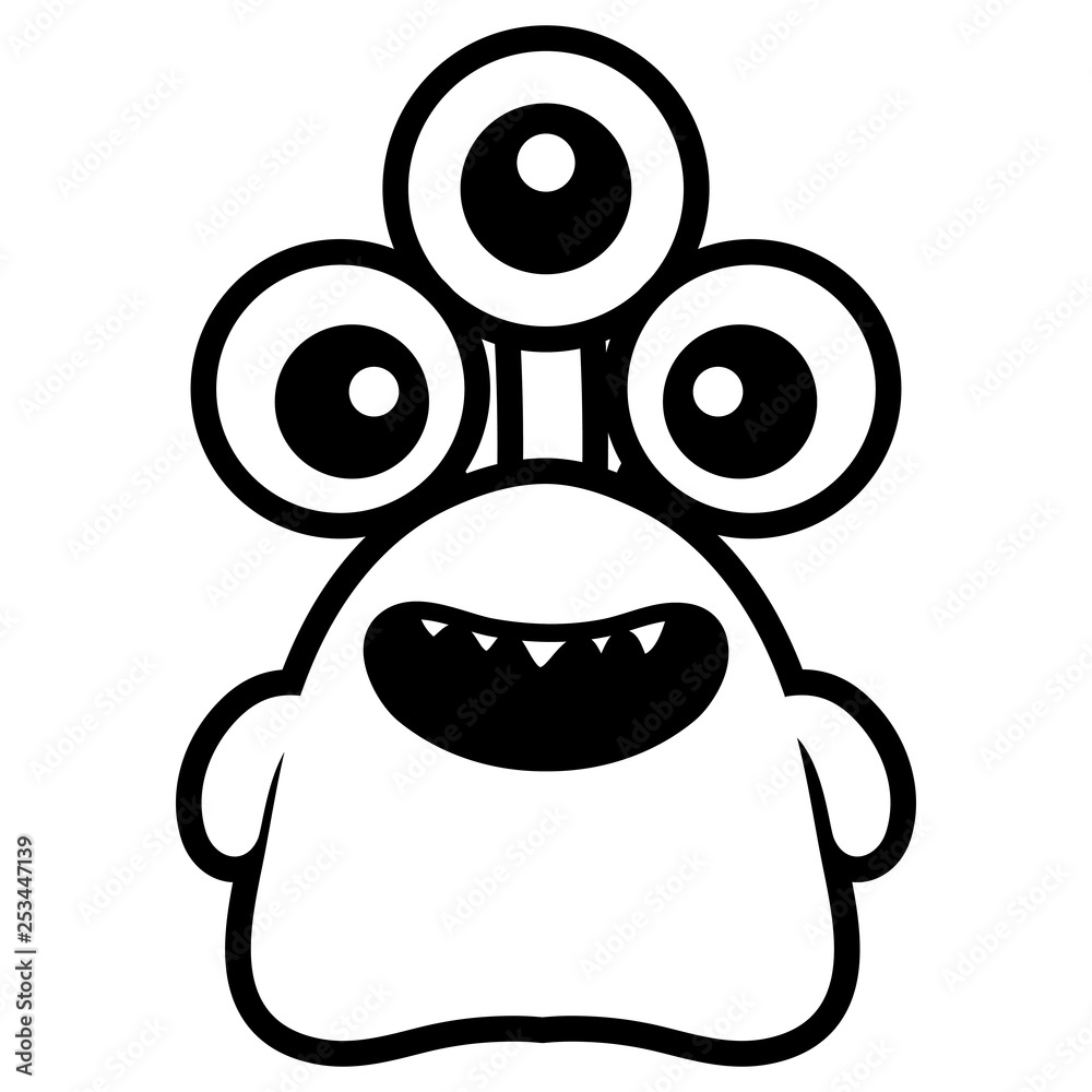 crazy monster with three eyes comic character crazy monster with three eyes comic character