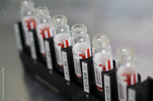 reagents to determine blood group. standard red blood cells. RBC. gel technology. Concept: medicine, tests.