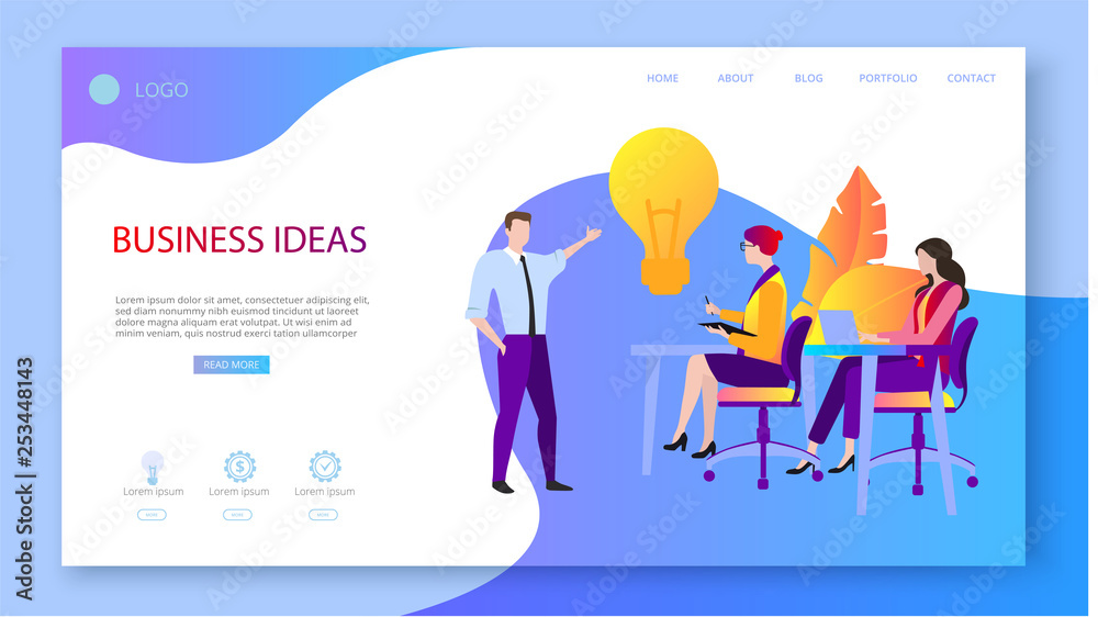 Business ideas and projects. Presentation, landing page or webpage design template with people work and confer. Business ideas and projects. Presentation, landing page or webpage design template with people work and confer.