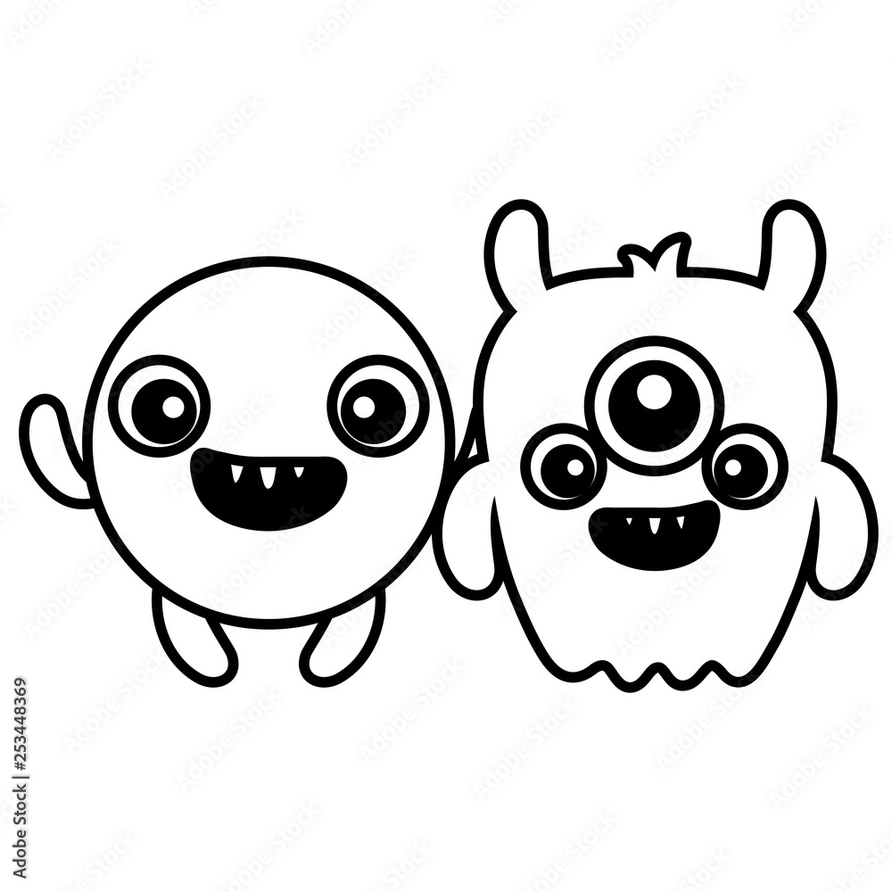 Obraz premium crazy monsters couple comic characters