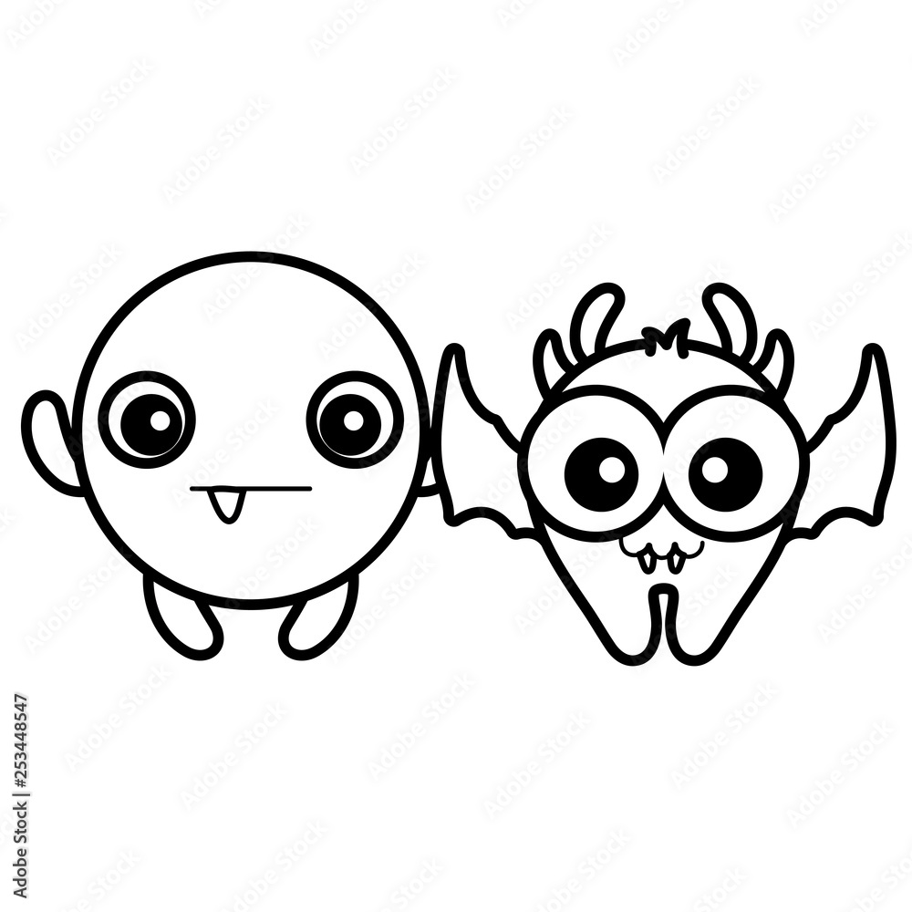 Obraz premium crazy monsters couple comic characters