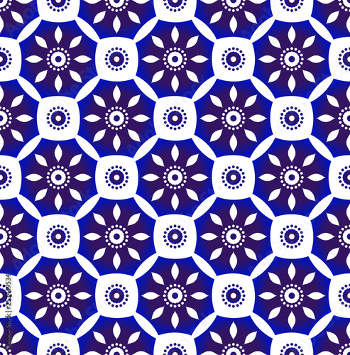 flower indigo seamless pattern