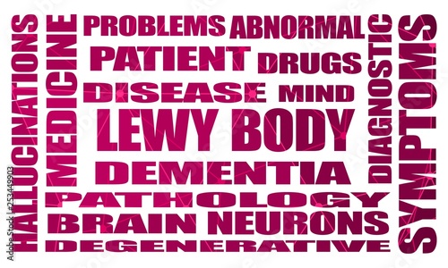 Lewy body dementia tags cloud. Connected lines with dots. Healthcare and medical background