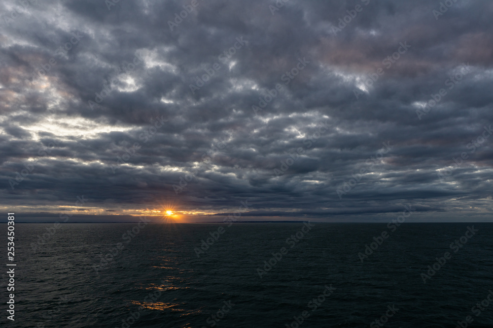 Great Sunset at Strait of Georgia near Vancouver Island British Columbia Canada.