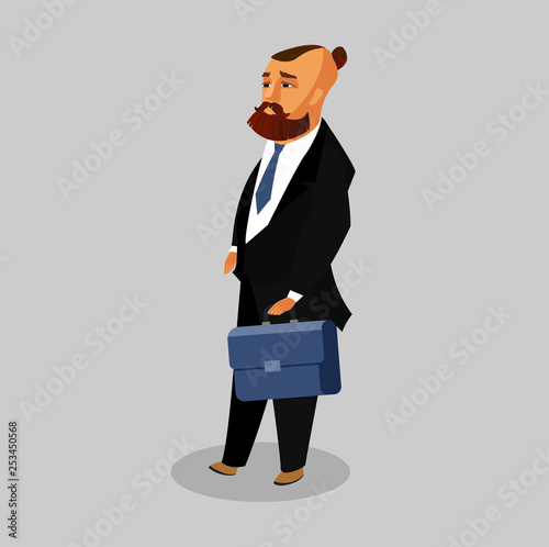Businessman with Case Flat Vector Illustration