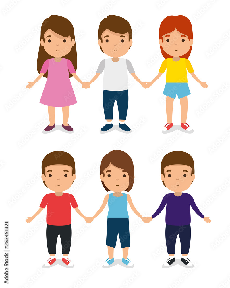 set kids together with casual clothes and play set kids together with casual clothes and play