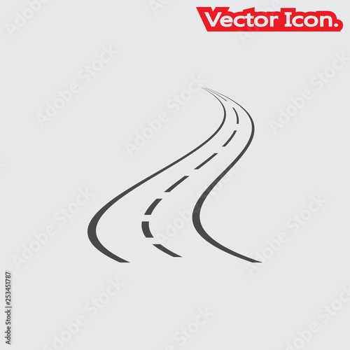 Road icon isolated sign symbol and flat style for app, web and digital design. Vector illustration.