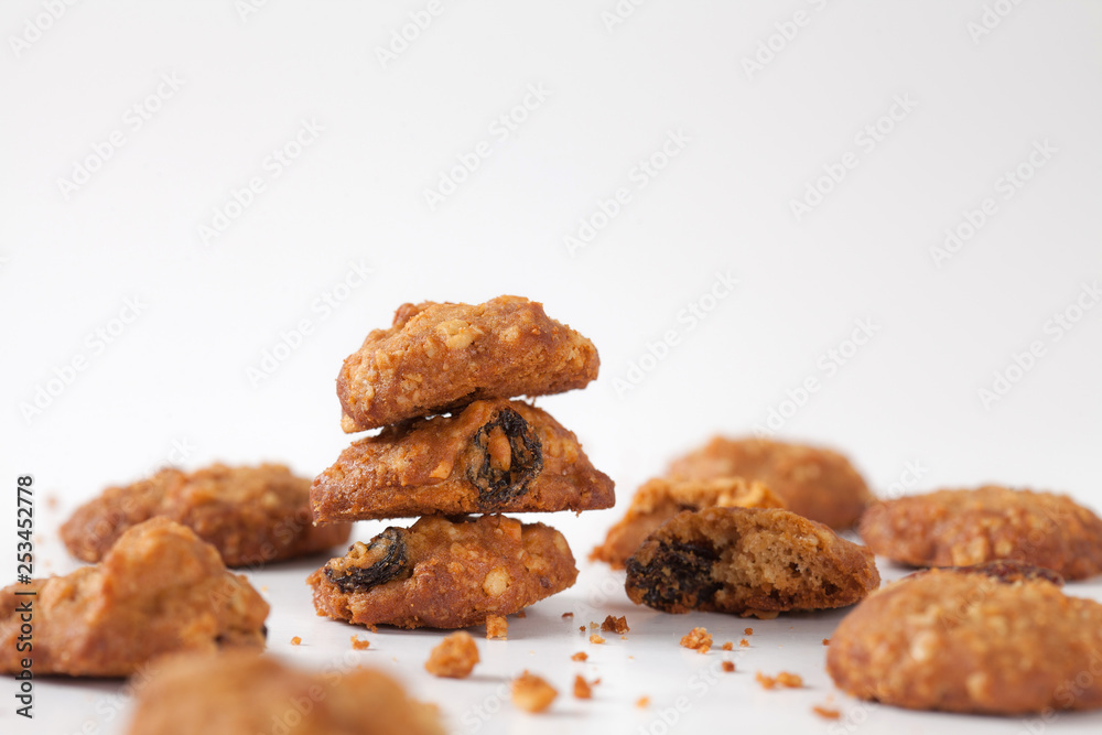close up cookie isolated on white background in the studio. close up cookie isolated on white background in the studio.