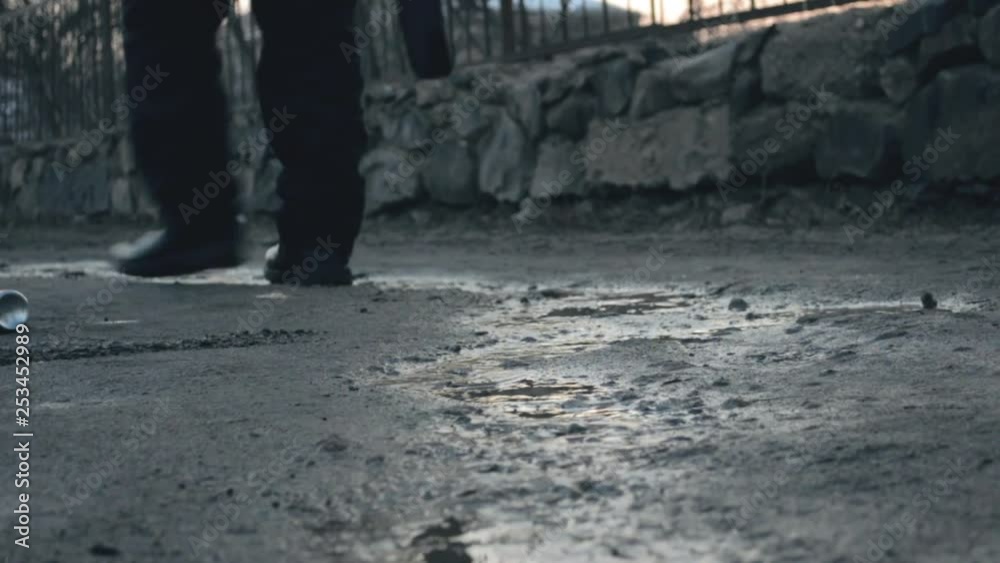 The guy walks in cloudy weather The guy walks in cloudy weather