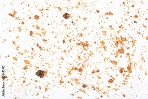 Background of Cookie scraps isolated on white background.